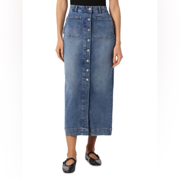 Bagatelle Collection Dresses & Skirts - Bagatelle Collection Button Front A-Line Midi Length Denim Jean Skirt, Size 8